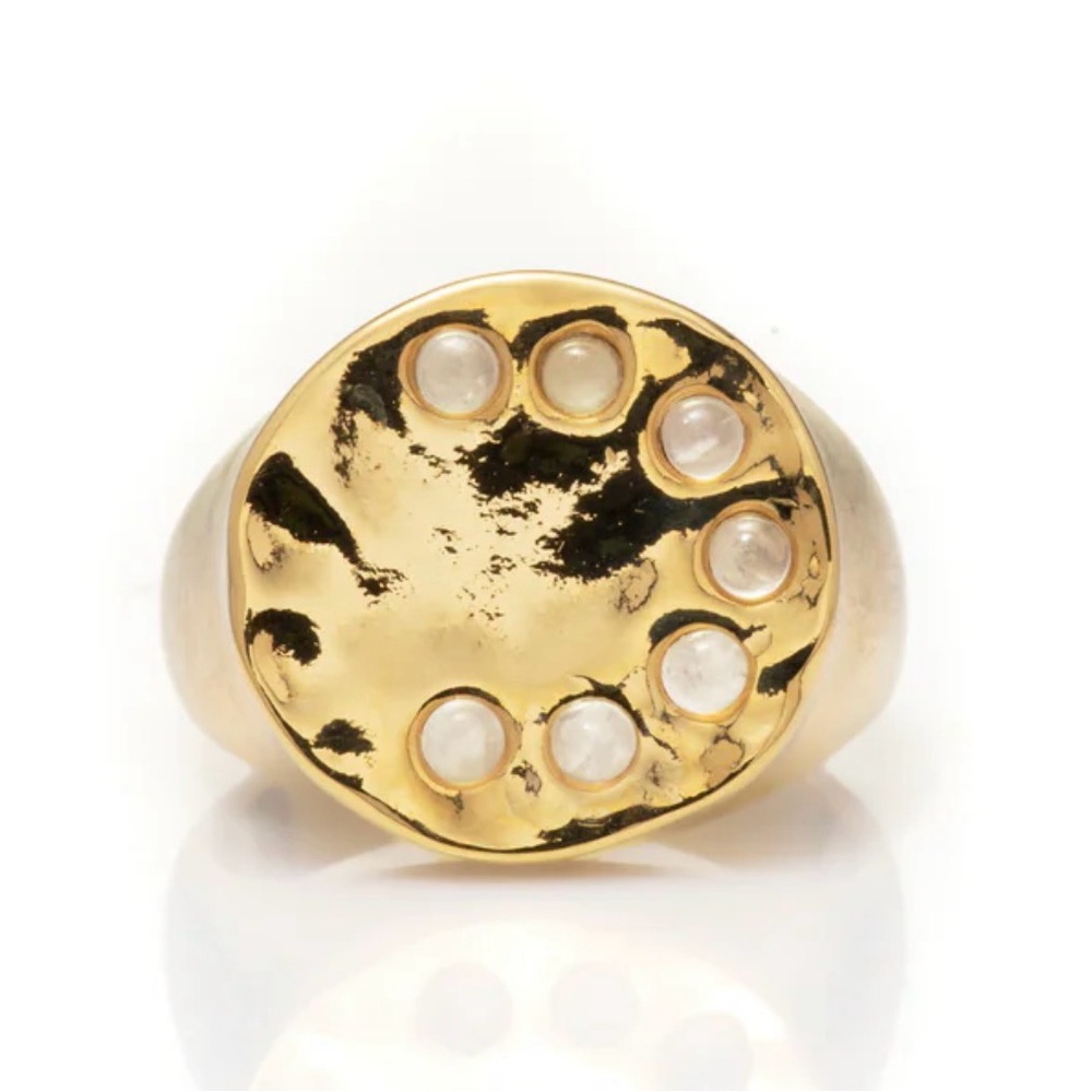 Mayamar Gold Rose quartz Signet Ring size 5 SOLD OUT on line